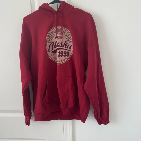 Alaska Hoodie Dark Red Sz Large Outdoor Nature - Picture 1 of 4